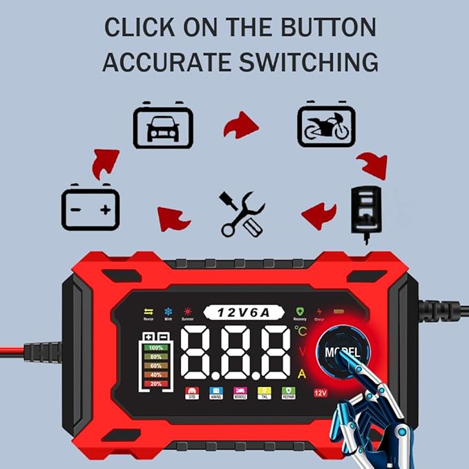 6-Amp 12V Smart Car Battery Charger, Battery Maintainer Trickle Charger - Image 9