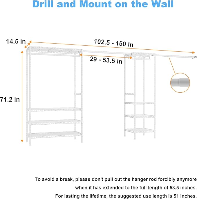 Ulif E11 Heavy-Duty Garment Rack, Metal Freestanding Clothes Rack and Closet - Image 7