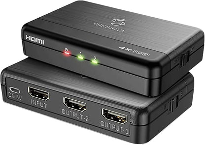 SHERRIVA 4K HDMI Splitter 1 in 2 Out – 4K@60Hz, 1080p@240Hz, HDMI 2.0, by SHERRIVA