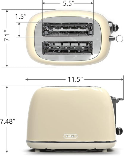 Toaster 2 slice, KitchMix Retro Stainless Steel Toaster - Image 7