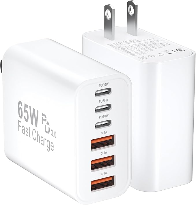 USB C Charger Fast Charging Block, iPhone USB C Charger Blocks 65W Multi Port by Bustuny
