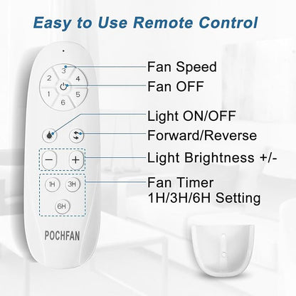 POCHFAN 52 inch White Ceiling Fans - Image 8