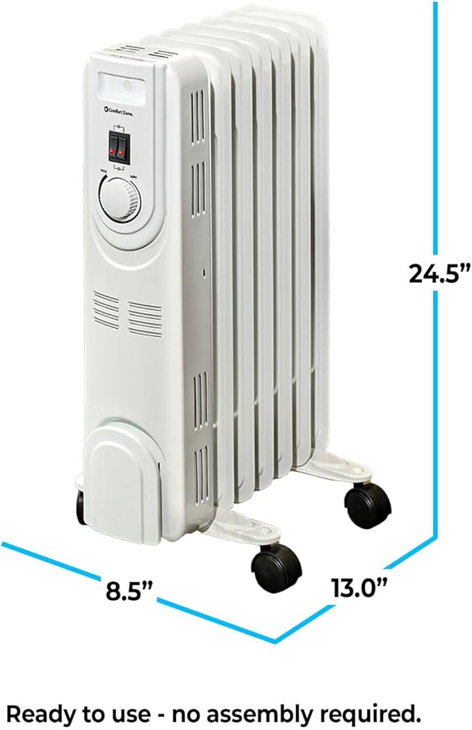 Comfort Zone Electric Oil-Filled Radiant Radiator Space Heater, Never Refill - Image 8