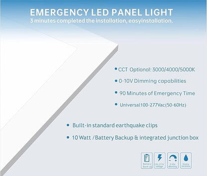 2X2 LED Flat Panel Light Emergency Battery Backup, 40W-3000K/4000K/5000K - Image 4