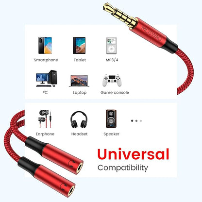 MOSWAG Headphone Mic Splitters Adapter Audio Headphone Connector Mutual - Image 4