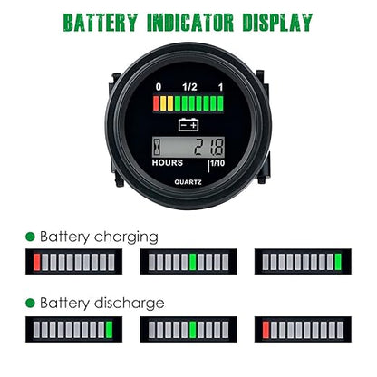 Yooreal 12/24V 36/48V 72V Golf Cart Battery Meter, Hour Meter&Battery Indicator - Image 4