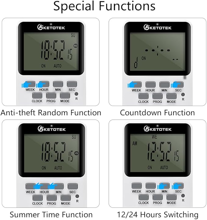 Digital Plug-in Timer Outlet Socket 20 on/Off Programmable Timer Switch 24 - Image 5