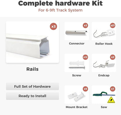 ChadMade Ceiling/Wall Mount Curtain Track Rod Set - 9ft Adjustable Length - Image 6