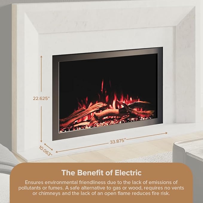 Modern Ember Highmark Traditional 33 Inch Built-in Smart Electric Fireplace - Image 6