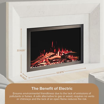 Modern Ember Highmark Traditional 33 Inch Built-in Smart Electric Fireplace - Image 6