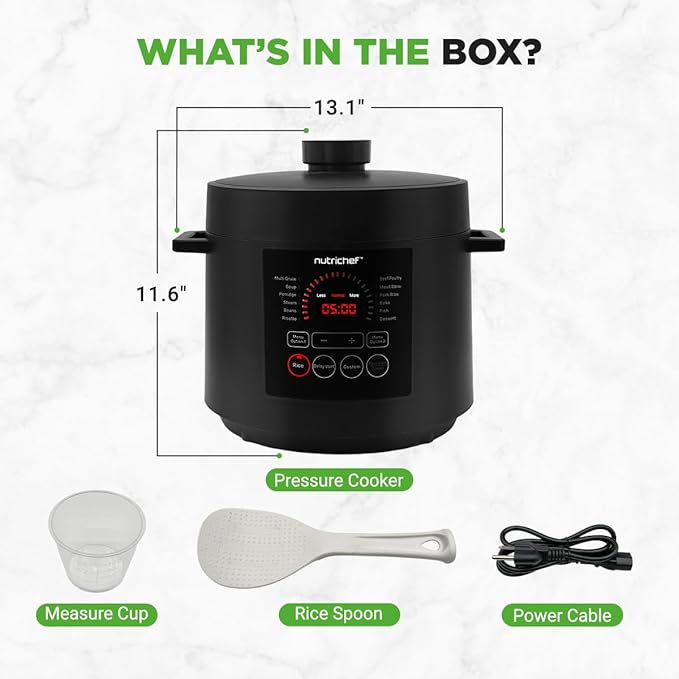 NutriChef Electric Pressure Cooker 6 Quart Capacity | 9 Function Digital - Image 8