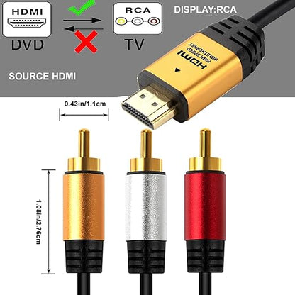 HDMI to RCA 10FT Cable with IC, HDMI Male to 3-RCA GD AV Cable Video Audio - Image 5