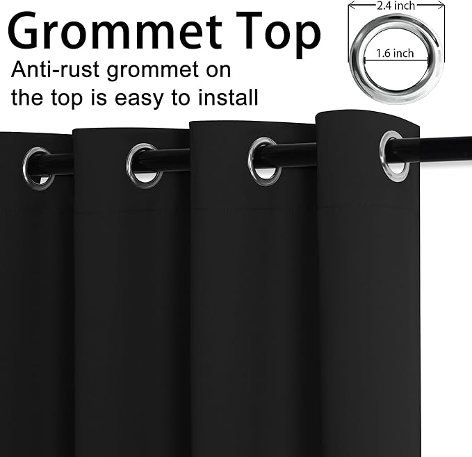 JIUZHEN Black Blackout Curtains - Image 5