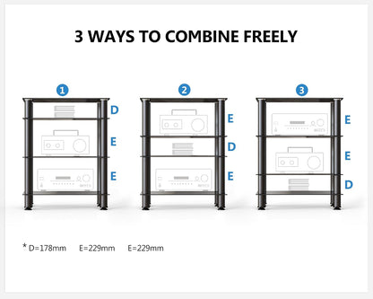 fitueyes 4-tier av component media stand audio rack, close-up detail