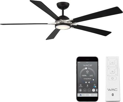 Rotary Indoor and Outdoor 5-Blade 65in Smart Home Ceiling Fan in Matte Black by WACLighting