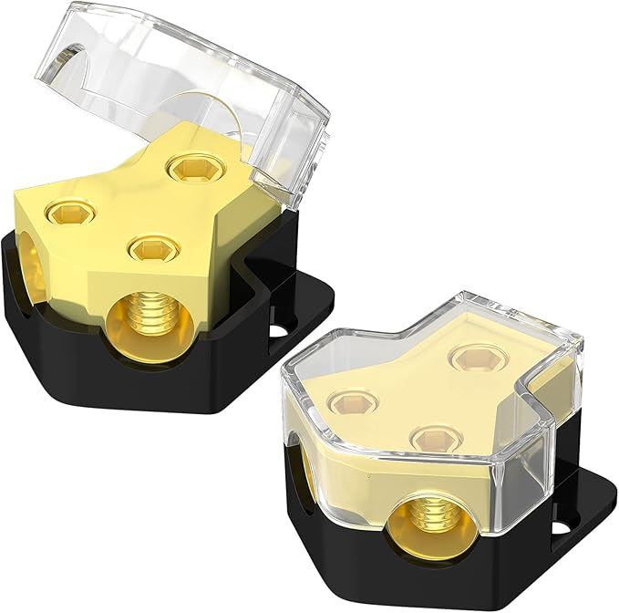 RVBOATPAT 12V Power Distribution Block Car Audio Amp Splitter 2 Way 0/2/4 Gauge by RVBOATPAT