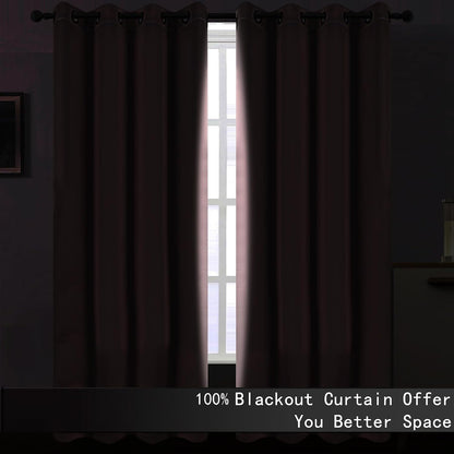 100% Blackout Curtains 52 x 84 Inches Long Thermal Insulated Baby Pink Curtains with Black Liner Set of 2 Panels for Nursery Room