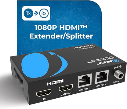 OREI 1x2 HDMI Extender Splitter Over Single Cable CAT6/7 1080P EDID Management - Image 2