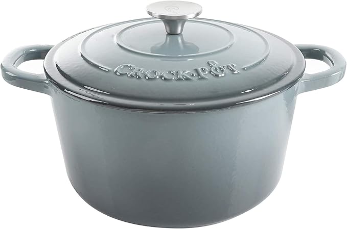 Crock Pot Artisan 5-Quart Round Enameled Cast Iron Dutch Oven – Slate Gray by Crock-PotBrand