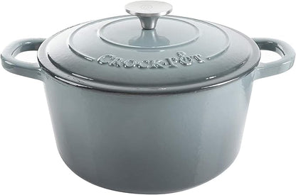 Crock Pot Artisan 5-Quart Round Enameled Cast Iron Dutch Oven – Slate Gray by Crock-PotBrand