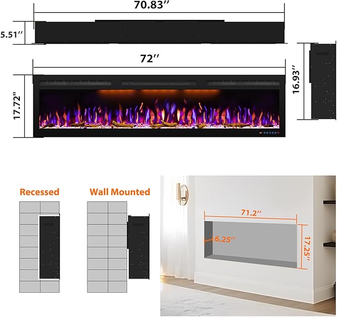 72 inch Electric Fireplace - Image 6
