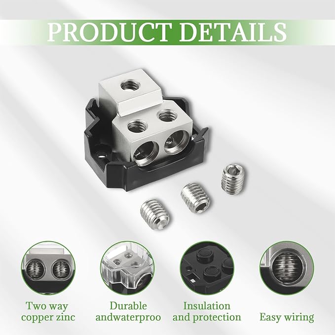BOJACK 2 Way Power Distribution Connecting Block 1x0/2/4 Gauge Input 2x4/8 - Image 6