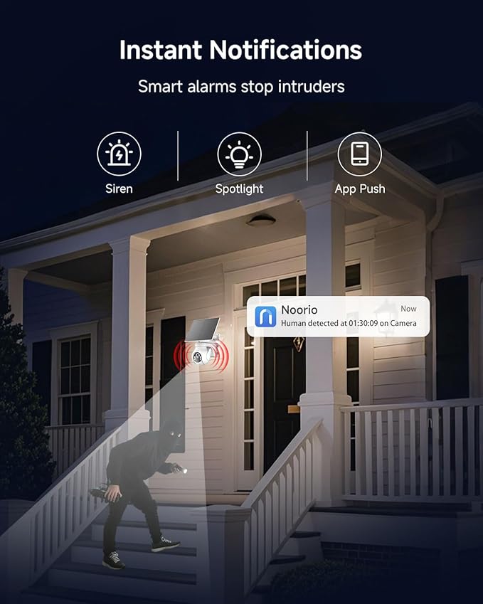 Noorio Solar Security Cameras Wireless Outdoor, 2K Pan/Tilt 360° View - Image 9