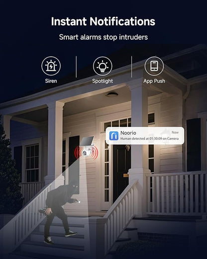 Noorio Solar Security Cameras Wireless Outdoor, 2K Pan/Tilt 360° View - Image 9