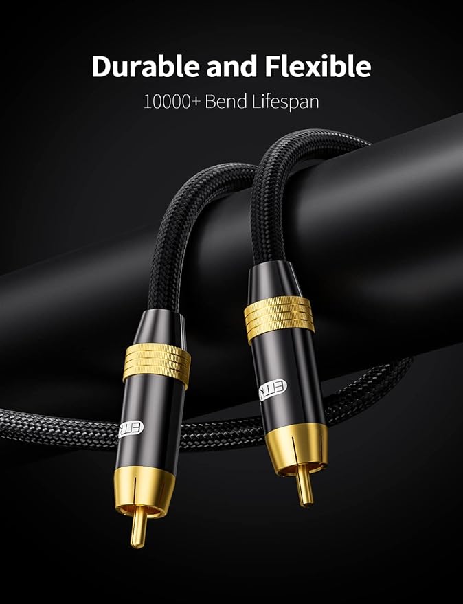 Subwoofer Cable, EMK Digital Coaxial Audio Cable Premium S/PDIF RCA Male to RCA - Image 3