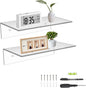 12 Inches Acrylic Wall Shelves 2 Pack, Floating Shelf by Sezanrpt