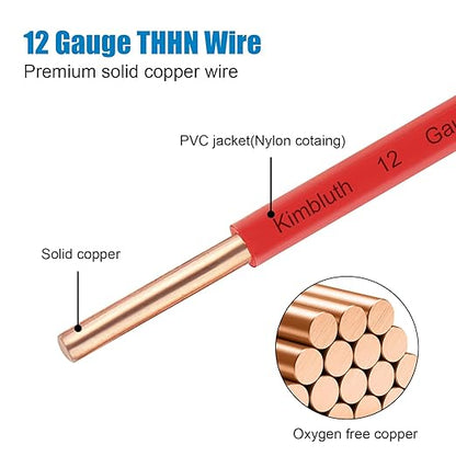 THHN Wire 12 Gauge 75 FT OFC Electrical Wire, 12 AWG Solid Copper Wire Rated up - Image 2