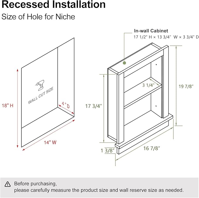 Recessed Medicine Cabinet for Bathroom Niche for Shower Wall for Bedroom - Image 2