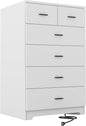 Dresser with Power Outlets Wooden 6 Drawer Dresser with Large Organizer White by FJTJBSI