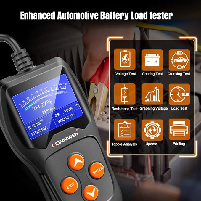 KONNWEI KW600 Car Battery Tester 12V Professional 100-2000 CCA Automotive - Image 2