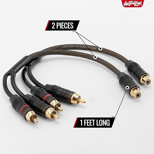 Install Link RCA Audio Cable for Subwoofer or Stereo Cable, Y Adapter 1-Female - Image 4