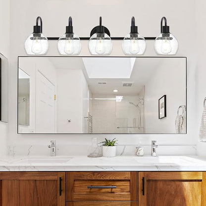 WINSHEN 5-Lights Black Bathroom Vanity Light Fixtures Over Mirror, Modern - Image 5