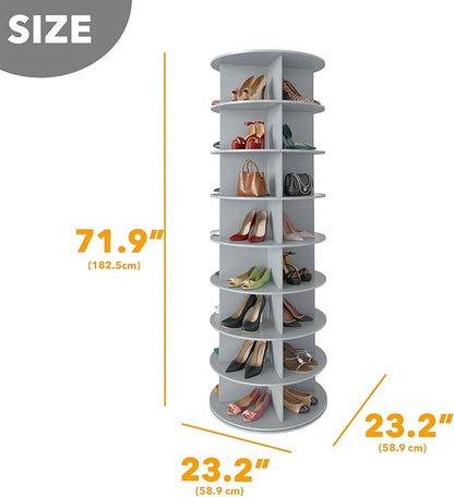 SpaceAid 8 Tier Rotating Shoe Rack Tower, Spinning Shoe Display Lazy Susan - Image 2