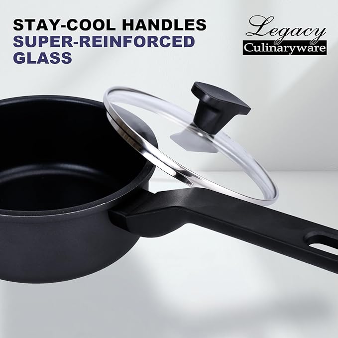 Nonstick Sauce Pan with Lid, 1.5Qt & 2Qt Set, PFOA Free, Kitchen Pots Induction - Image 5