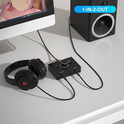 Dingsun 3.5mm Audio Switch, Stereo Audio Selector Box Passive Speaker Headphone - Image 2