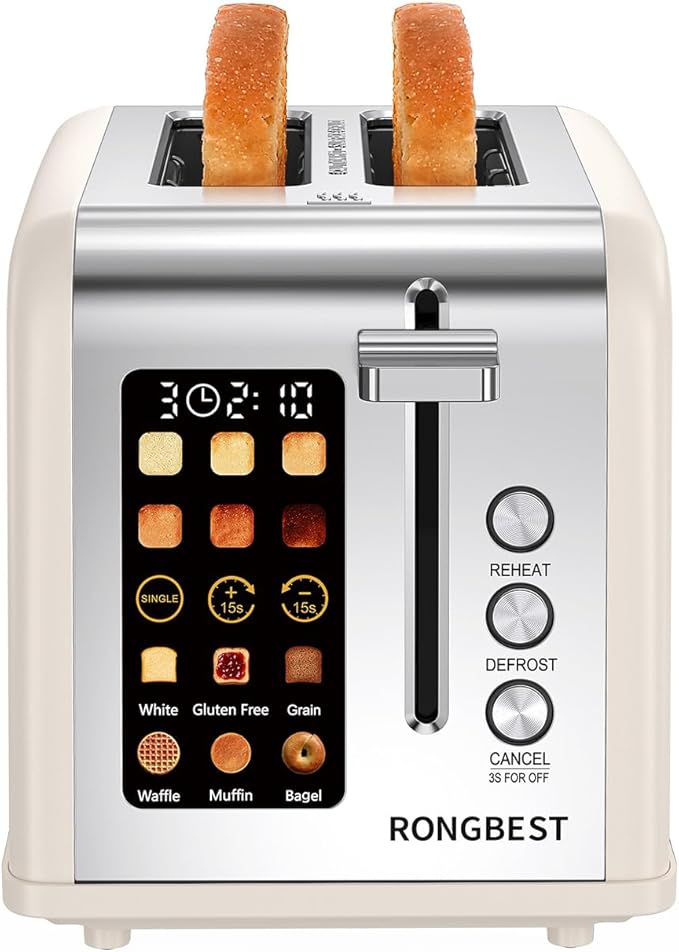 2 Slice Easy Touch Screen Toaster, Stainless Steel Toaster - Image 2
