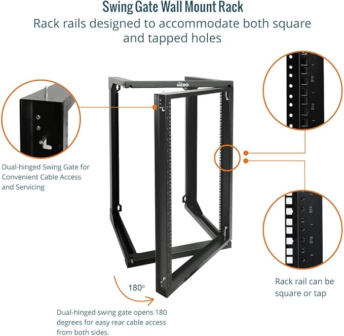 Tecmojo 18U Wall Mount Rack, Server Rack, Open Frame Server Rack, Network Rack - Image 3