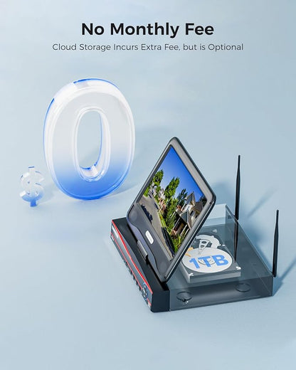 Hiseeu 2.4G/5G Wireless Pro Security Camera System, 10.1" LCD 8MP Monitor - Image 3