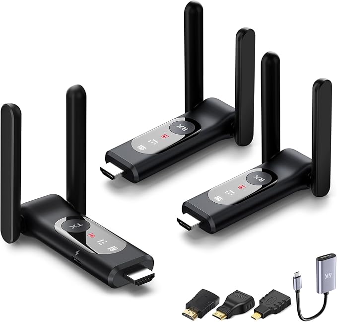 Wireless HDMI Transmitter and 2 Receiver, LED Display, Plug and Play, Smart by ANQIPUTECH