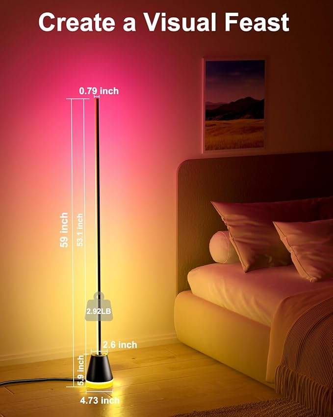 Keepsmile Smart RGB LED Corner Floor Lamp, Bright Tall Standing Lamps - Image 7