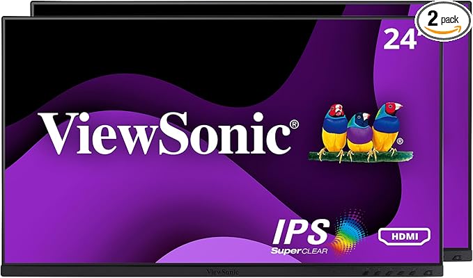 ViewSonic VG2448A-2_H2 24 Inch Dual Pack Head-Only 1080p IPS Monitor by ViewSonicCorporation