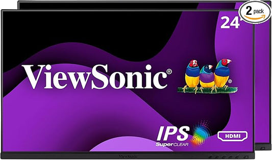 ViewSonic VG2448A-2_H2 24 Inch Dual Pack Head-Only 1080p IPS Monitor by ViewSonicCorporation