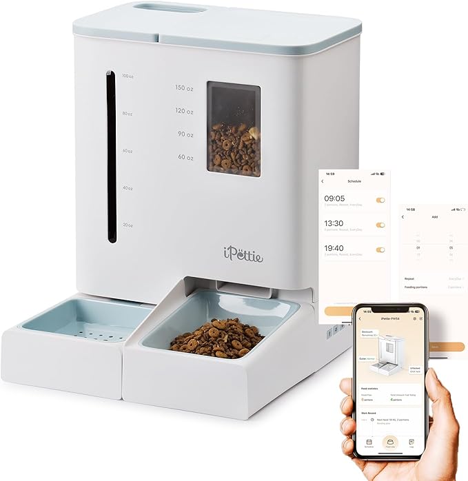iPettie FW54 5G/2.4GHz WiFi Automatic Feeder and Waterer 2-in-1 Set by iPettie