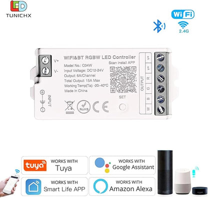 TUNICHX RGBW SMD FCOB 5 PIN LED Strip 2.4 GHz WiFi Group Controller Alexa - Image 2