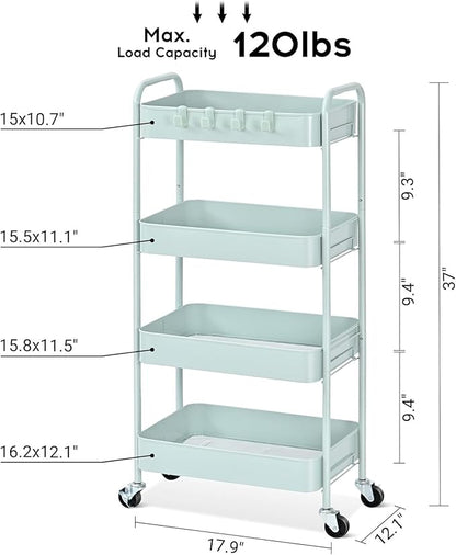 TOOLF 4-Tier Metal Rolling Cart - Image 2