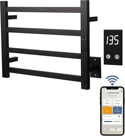 Smart Wireless Electric Towel Warmer | Blade Thin 4 Bar Design | Hardwired & by Topdattion